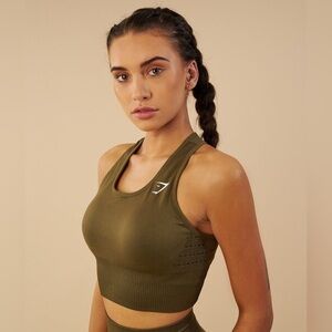 Gymshark Energy Seamless Crop Top in Biscotti Brown